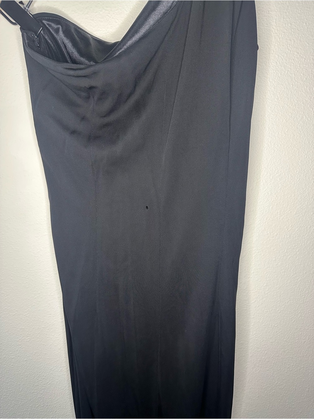 Designer David Meister one shoulder beaded elegant gown size slit black size 6 - Picture 7 of 8